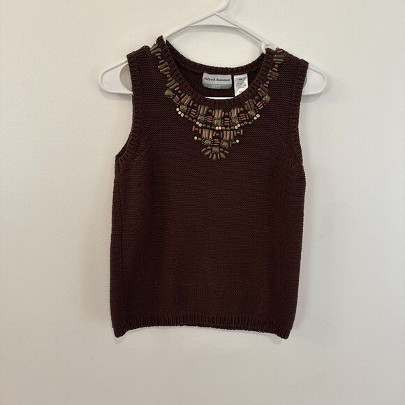 ALFRED DUNNER BROWN SLEEVELESS KNITTED TOP SIZE PM - Picture 1 of 6